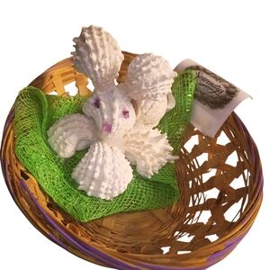 Decorative White Seashell Bunny in Basket